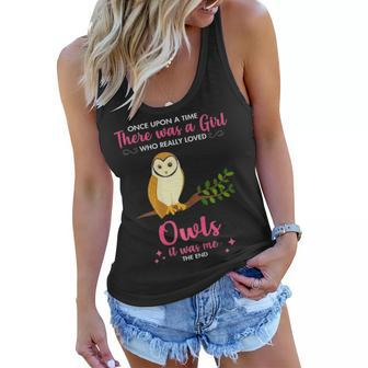 Girl Loves Owl Gift For Pet Owner Men Women Mom Dad Him Women Flowy Tank - Seseable
