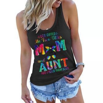 God Gifted Me Two Titles Mom And Aunt Tie Dye Gift For Womens Women Flowy Tank | Mazezy CA