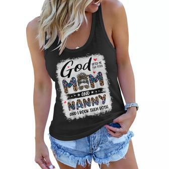 God Gifted Me Two Titles Mom Nanny Floral Mothers Day Women Flowy Tank | Mazezy