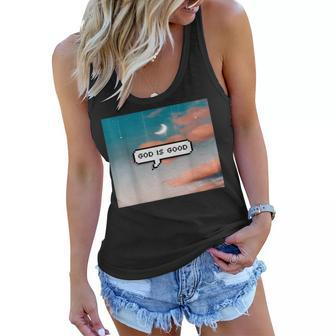 God Is Good With Clothing With Background Women Flowy Tank - Thegiftio UK