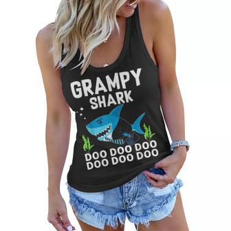 Grampy Shark Fathers Day Gift From Wife Son Daughter Women Flowy Tank - Seseable