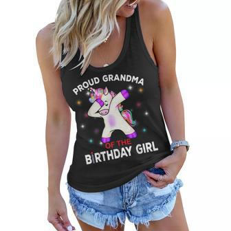 Grandma Of The Birthday Girl Shirt Cute Unicorn Dabbing Gift Women Flowy Tank | Mazezy