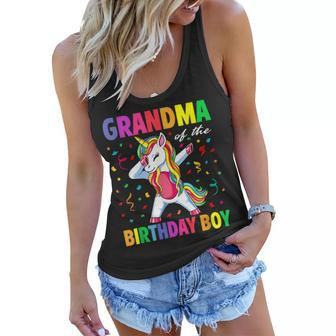 Grandma Of The Birthday Party Gifts Boys Dabbing Unicorn Women Flowy Tank - Seseable