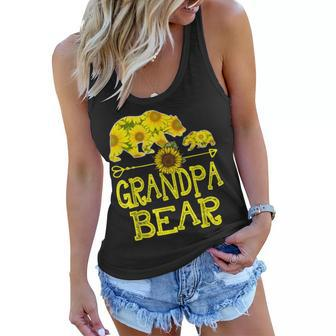 Grandpa Bear Sunflower Funny Mother Father Gift Women Flowy Tank | Mazezy