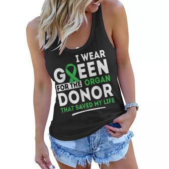 Green For The Organ Donor - Transplant Kidney Liver Surgery Women Flowy Tank | Mazezy