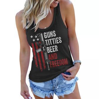 Guns Titties Beer & Freedom - Mens Funny Guns Drinking Usa Women Flowy Tank | Seseable CA