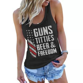 Guns Titties Beer & Freedom - Usa Drinking Funny Mens Gun Women Flowy Tank - Seseable