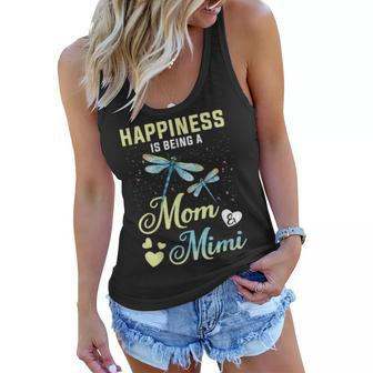 Happiness Is Being A Mom And Mimi Dragonfly Gift Women Flowy Tank - Seseable