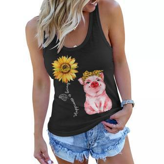Happiness Is Being Mamaw Cute Pig Sunflower Mother Gifts Women Flowy Tank - Seseable