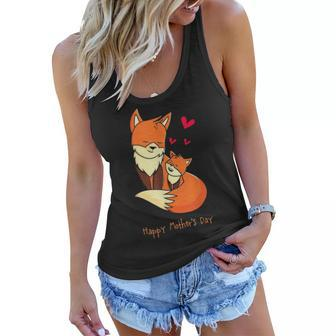 Happy Mothers Day Beautiful Foxes Foxy Mama Best Mom Gift Women Flowy Tank - Seseable