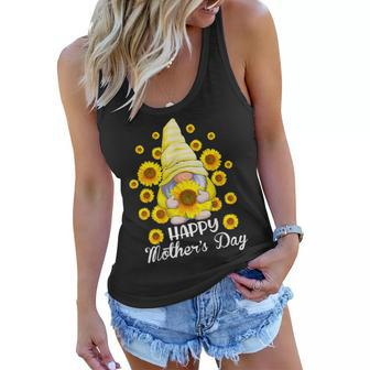Happy Mothers Day Gnome Flowers Sunflower Gifts For Mom Women Flowy Tank - Thegiftio UK