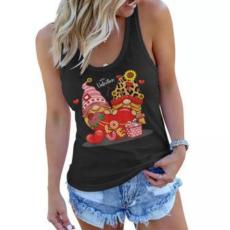 Happy Valentines Day Gnomes With Leopard Sunflower Valentine V3 Women Flowy Tank - Seseable