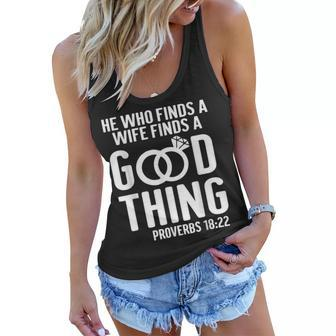 He Who Finds A Wife Finds A Good Thing Couple Matching Women Flowy Tank - Seseable