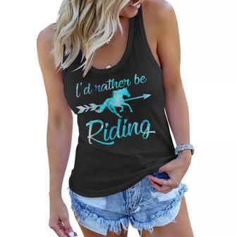 Horse Rider Girls Id Rather Be Riding Horses Kid Gift Women Flowy Tank | Mazezy