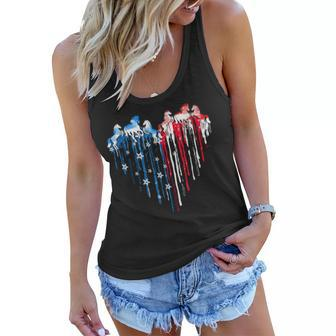 Horses Heart American Flag 4Th Of July Patriotic Horse Lover Women Flowy Tank | Mazezy