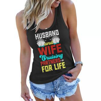 Husband And Wife Cruising Partners For Life Funny Cruise Women Flowy Tank - Thegiftio UK