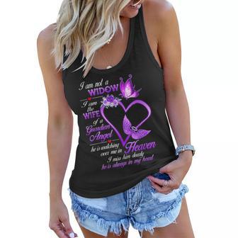 I Am Not A Widow I Am The Wife Of A Guardian Angel Butterfly Women Flowy Tank - Seseable