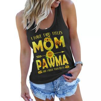 I Have Two Titles Mom And Pawma Sunflower Women Flowy Tank | Mazezy