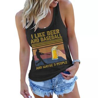 I Like Beer And Baseball And Maybe 3 People Funny Gift Women Flowy Tank - Seseable