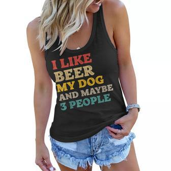 I Like Beer And My Dog And Maybe 3 People Funny Vintage Women Flowy Tank | Mazezy