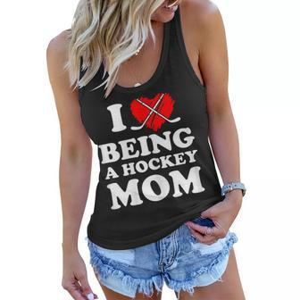 I Love Being A Hockey Mom Costume Hockey Player Gift Mommy Gift For Womens Women Flowy Tank | Mazezy