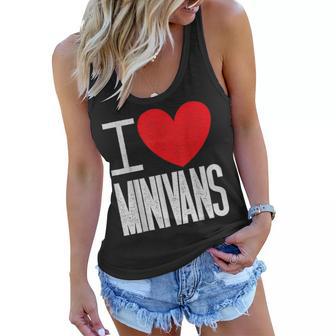 I Love Minivans Heart Mini Van Funny Parent Mom Dad Quote Women Flowy Tank - Seseable