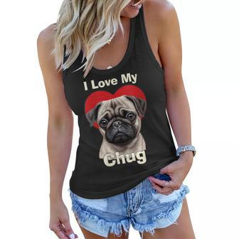 I Love My Chug Puppy Dog Gift For Womens Women Flowy Tank - Thegiftio UK
