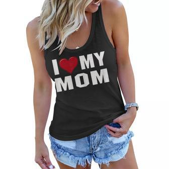 I Love My Mom Motherday Shirt With Heart Women Flowy Tank | Mazezy