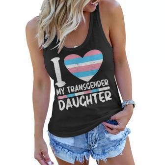 I Love My Transgender Daughter Gift Lgbt Flag Trans Mom Dad Women Flowy Tank - Seseable