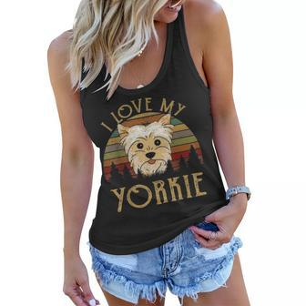 I Love My Yorkie Mom Dad Yorkshire Terrier Gifts Women Men Women Flowy Tank - Seseable