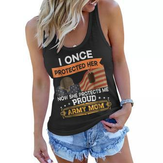 I Once Protected Her Now She Protects Me Army Mom Women Flowy Tank | Mazezy