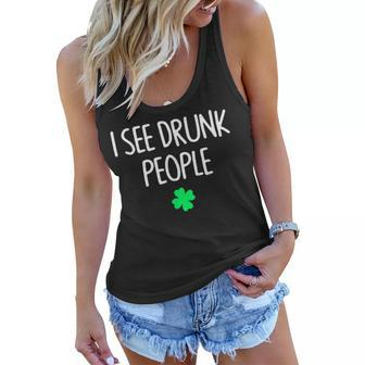 I See Drunk People Funny Drinking St Patricks Day Women Flowy Tank | Mazezy