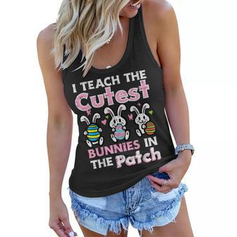 I Teach Cutest Bunnies Patch Easter Rabbit Teacher Women Women Flowy Tank - Seseable