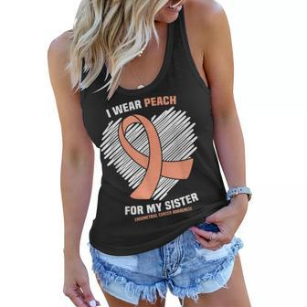I Wear Peach For My Sister Endometrial Cancer Awareness Women Flowy Tank | Mazezy