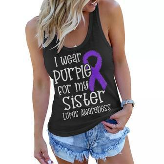 I Wear Purple For My Sister Lupus Awareness Month Sister Women Flowy Tank | Mazezy