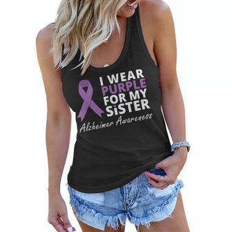 I Wear Purple For My Sister T Ribbon Family Love Women Flowy Tank | Mazezy