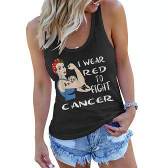 I Wear Red To Fight Cancer Awareness Lymphoma Mom Day Gift Women Flowy Tank - Seseable