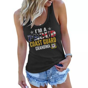 Im A Proud Coast Guard Grandma American Flag Gift Veteran Women Flowy Tank - Seseable