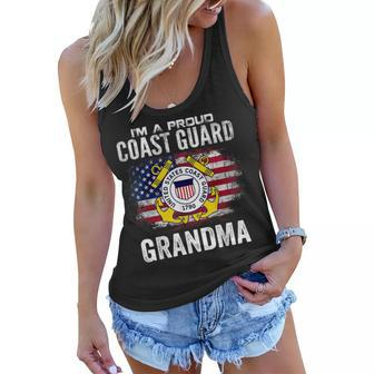 Im A Proud Coast Guard Grandma With American Flag Gift Women Flowy Tank - Seseable