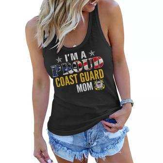 Im A Proud Coast Guard Mom American Flag Military Veteran Women Flowy Tank - Seseable