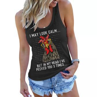 In My Head Ive Pecked You 3 Times Chicken Lover Poultry Women Flowy Tank - Thegiftio UK
