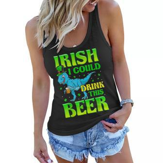 Irish I Could Drink This Beer T Rex St Patricks Day Women Flowy Tank - Seseable