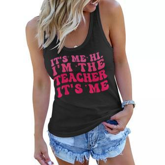 Its Me Hi Im The Teacher Its Me Pink Groovy Teacher Women Flowy Tank - Thegiftio UK