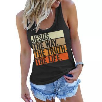 Jesus The Way Truth Life Christian Worship Bible Preacher Women Flowy Tank | Mazezy