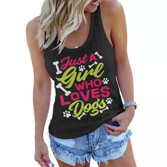 Just A Girl Who Love Dogs - Cute Dog Mom Gift Kids Women Flowy Tank - Seseable
