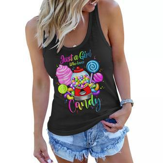 Just A Girl Who Loves Candy Rainbow Sweets Tester Gift Women Flowy Tank | Mazezy