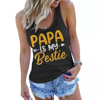 Kids Papa Is My Bestie - Son And Daughter Funny Fathers Day Women Flowy Tank - Thegiftio UK