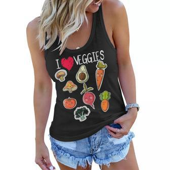 Kids Vegan Vegetarian I Love Vegetables Funny Boys Girls Mom Women Flowy Tank - Seseable