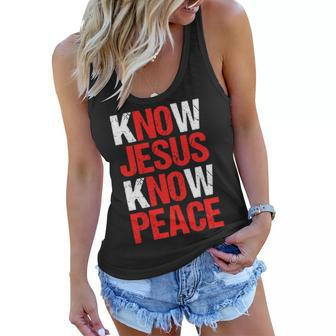 Know Jesus Know Peace Christian Faith Religious Pastor Gift Women Flowy Tank - Seseable