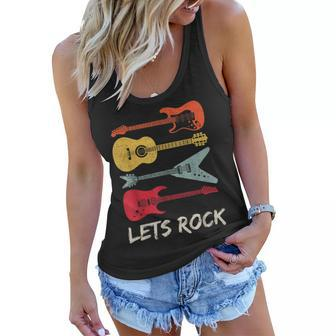 Lets Rock N Roll Guitar Retro Gift Men Women Women Flowy Tank | Mazezy